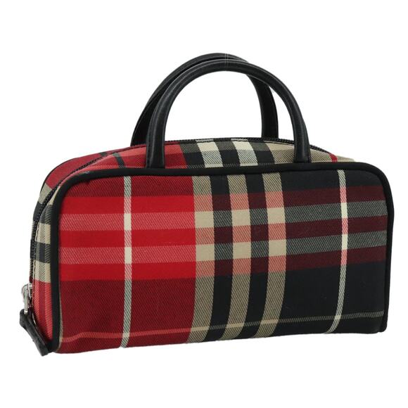 Burberry Nova Check Hand Bag Canvas Red - Picture 1 of 16